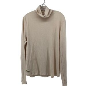 Tracksmith New England Waffle Knit Turtleneck Cream Beige XL Men Running Top